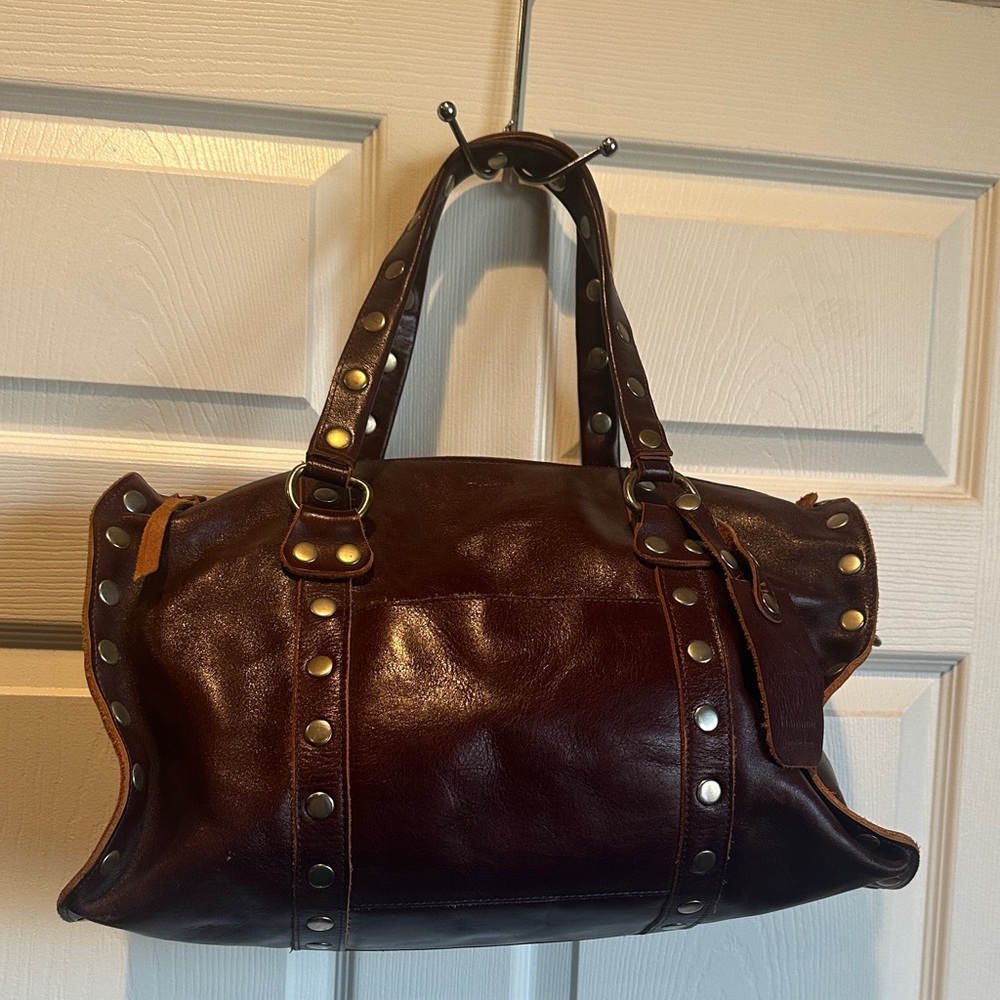 Hammitt Jennie Studded Brown vintage Leather Handbag/Travel Bag